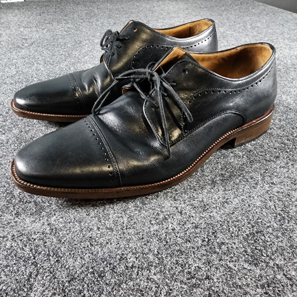 Johnston & Murphy Sanborn Cap Toe Dress Shoes Mens 10 M Black Leather Formal